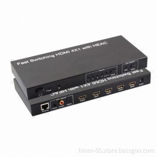 Fast Switching HDMI 4X1 with HEAC, Supports Highest Video Resolution 1,080p